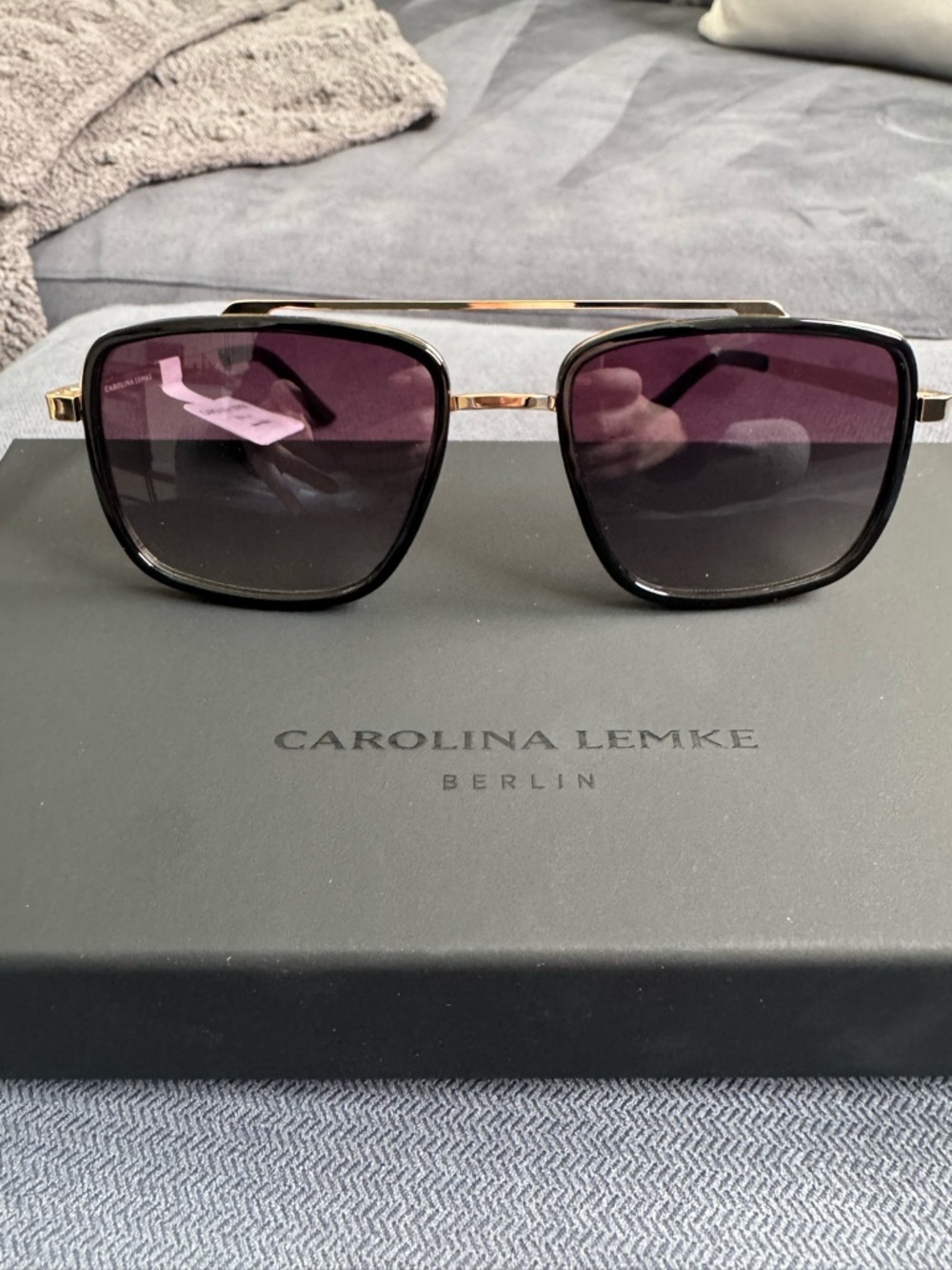SALE Carolina Lemke Berlin Sunglasses - Black Frame with Gold trim